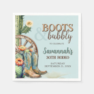 Boots and Bubbly Cactus Country Theme Birthday Napkins