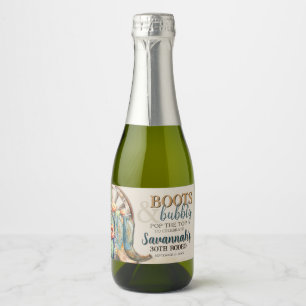 Boots and Bubbly Cactus Cowgirl Western Birthday Sparkling Wine Label