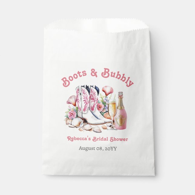 Boots and Bubbly Coastal Cowgirl Bridal Shower Favor Bag (Front)