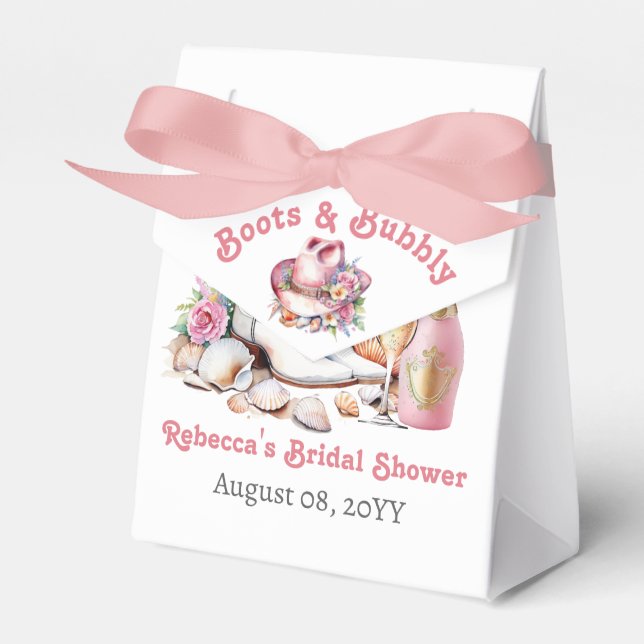 Boots and Bubbly Coastal Cowgirl Bridal Shower Favor Boxes (Front Side)