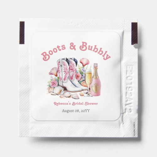 Boots and Bubbly Coastal Cowgirl Bridal Shower Hand Sanitizer Packet