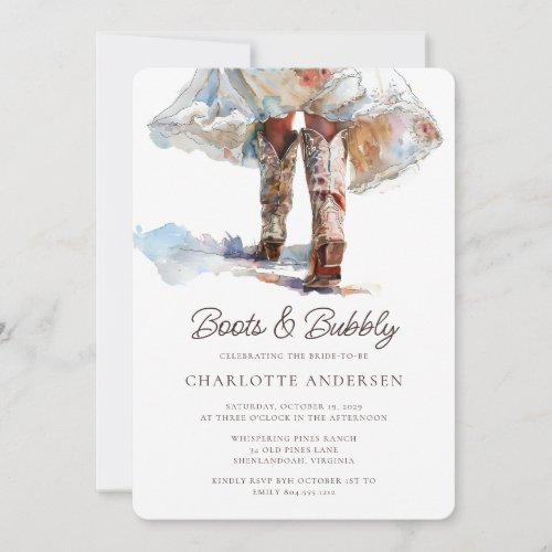 Boots and Bubbly Cowgirl Bridal Shower Invitation