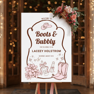 Boots And Bubbly Cowgirl Bridal Shower Welcome Foam Board
