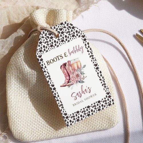 Boots and Bubbly Elegant Pink Bridal Shower Gift Tags