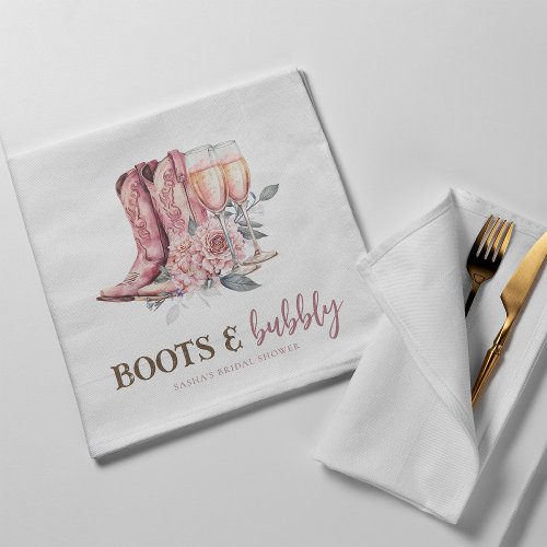 Boots and Bubbly Elegant Pink Bridal Shower Napkins