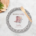 Boots and Bubbly Elegant Pink Bridal Shower Paper Plates<br><div class="desc">Boots and Bubbly Elegant Pink Bridal Shower Paper Plates</div>