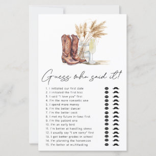 Boots And Bubbly Guess Who Said It Bridal Game 