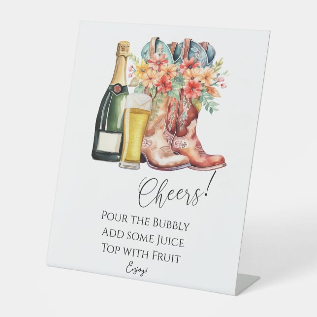 Boots and Bubbly Mimosa Bar Sign (Front)