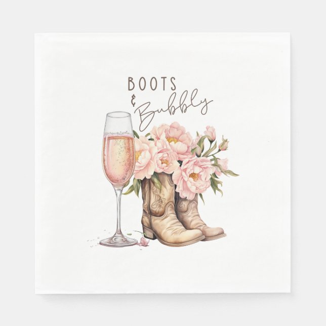 Boots and Bubbly Napkins (Front)
