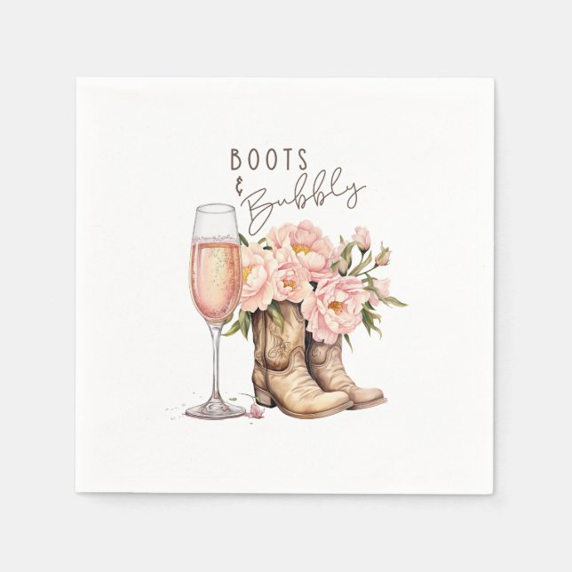 Boots and Bubbly Napkins (Front)