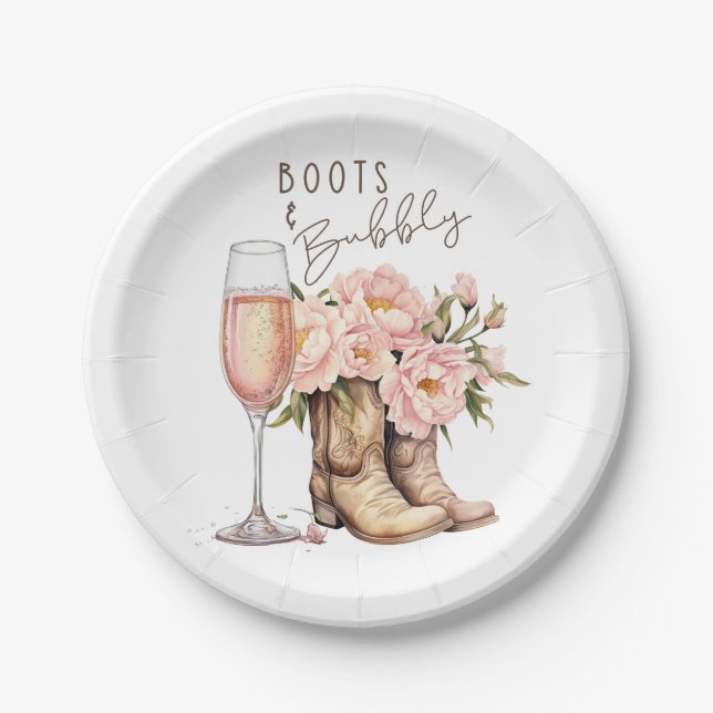 Boots and Bubbly Paper Plates (Front)