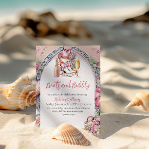 Boots and Bubbly Pink Beach Western Bridal Shower Invitation