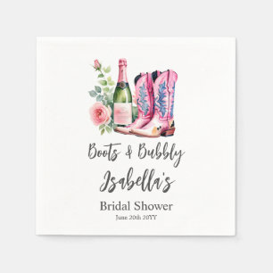 Boots and Bubbly Pink Bridal Shower Napkins