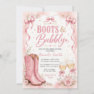 Boots and Bubbly Pink Cowgirl Bridal Shower  Invitation