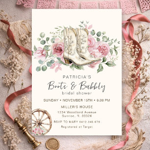 Boots and Bubbly Pink Cowgirl Bridal Shower Invitation