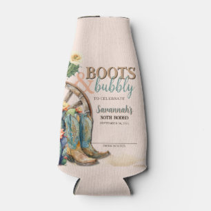 Boots and Bubbly Rodeo Cowgirl Cactus Birthday Bottle Cooler