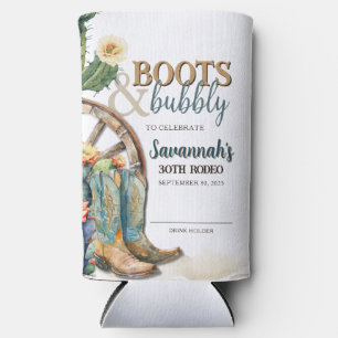 Boots and Bubbly Rodeo Western Birthday Seltzer Can Cooler