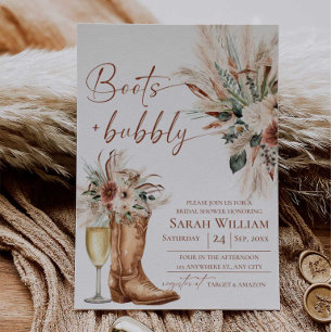 Boots and Bubbly Rustic Bridal Shower Invitation