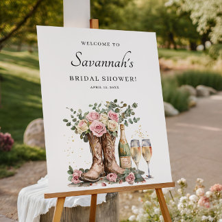 Boots and Bubbly Rustic Bridal Shower Welcome Foam Board