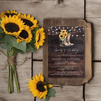 Boots and Bubbly Rustic Floral Bridal Shower Invitation