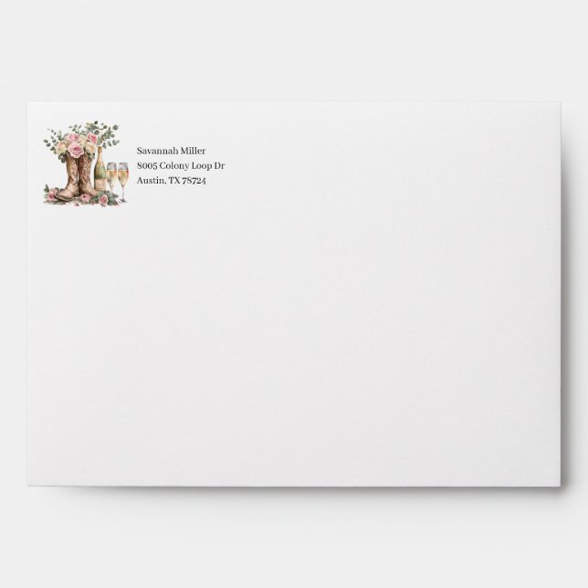 Boots and Bubbly Rustic Western Bridal Shower Envelope (Front)