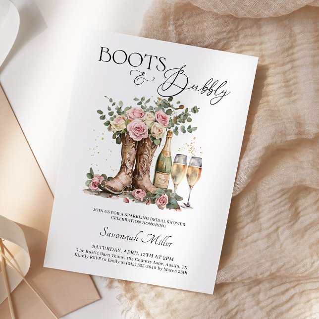 Boots and Bubbly Rustic Western Bridal Shower Invitation (Creator Uploaded)