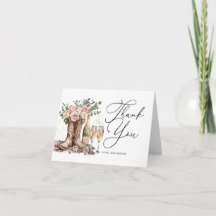 Boots and Bubbly Rustic Western Bridal Shower Letterpress Thank You Card
