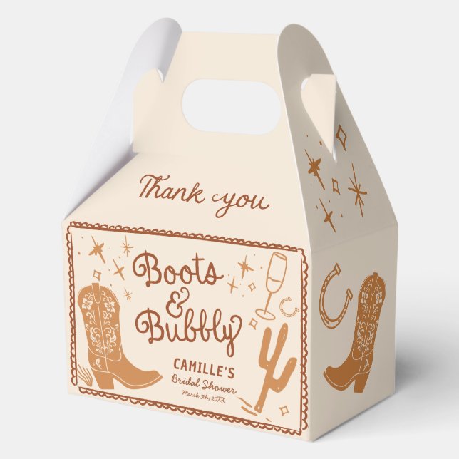 Boots and Bubbly Western Bridal Shower Favor Box (Front)