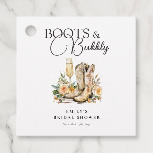 Boots and Bubbly Western Bridal Shower Favor Tags