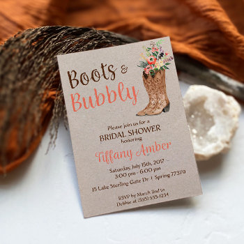 Boots And Bubbly Western Bridal Shower Invitation by SugSpc_Invitations at Zazzle