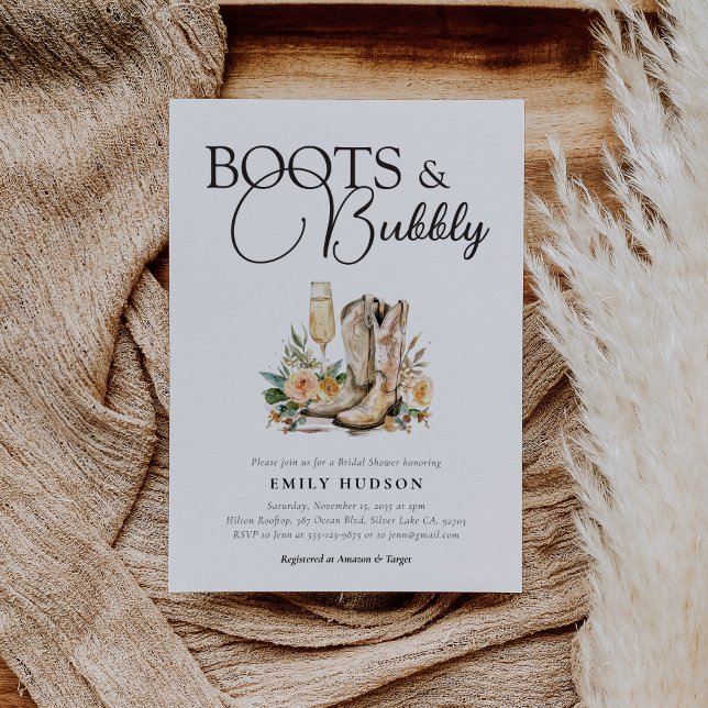 Boots and Bubbly Western Bridal Shower Invitation (Creator Uploaded)