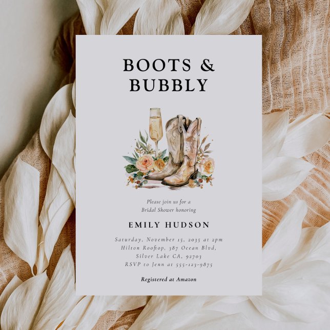 Boots and Bubbly Western Bridal Shower Invitation (Creator Uploaded)