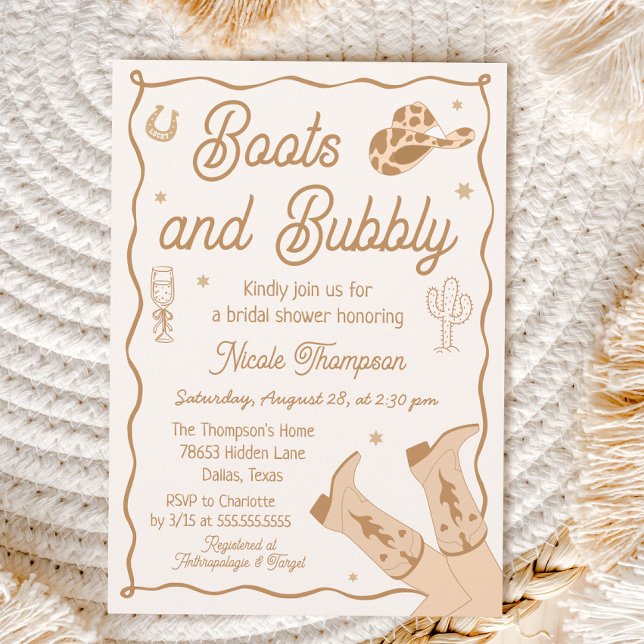 Boots and Bubbly Western Bridal Shower Invitation (Creator Uploaded)