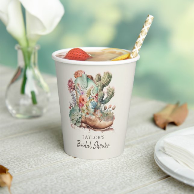 Boots and Bubbly Western Bridal Shower Paper Cups (Insitu)