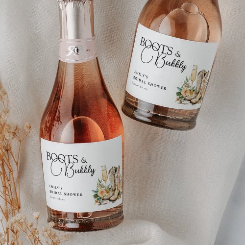 Boots and Bubbly Western Bridal Shower Sparkling Wine Label