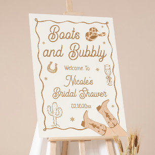 Boots and Bubbly Western Bridal Shower Welcome Foam Board