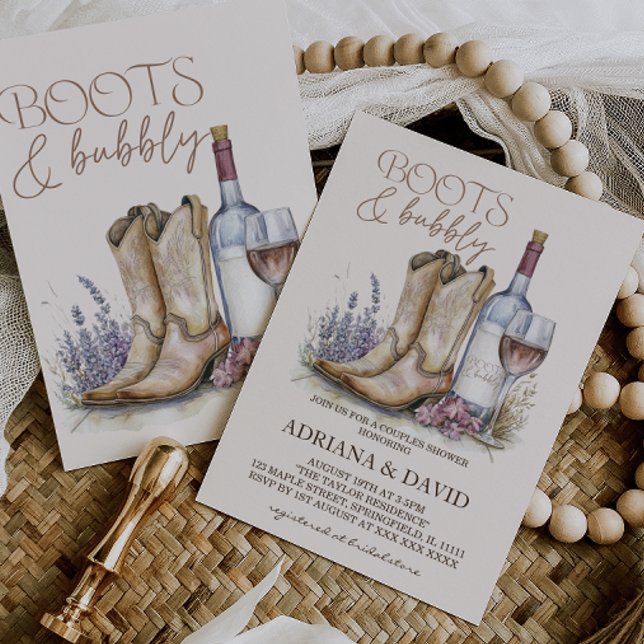 Boots and Bubbly Western Couples Shower Invitation (Creator Uploaded)