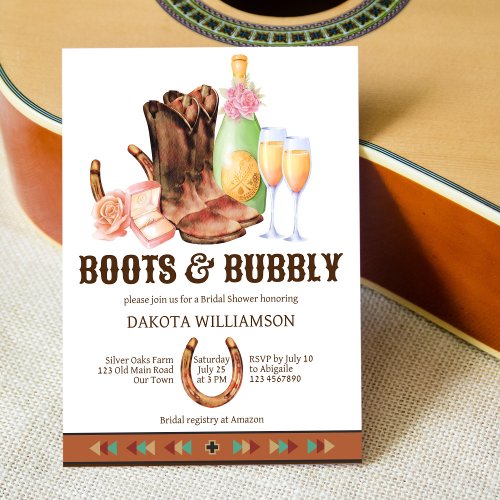 Boots and bubbly western cowgirl brunch invitation