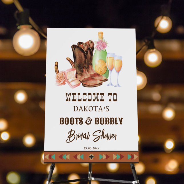 Boots and bubbly western cowgirl brunch welcome foam board (Creator Uploaded)