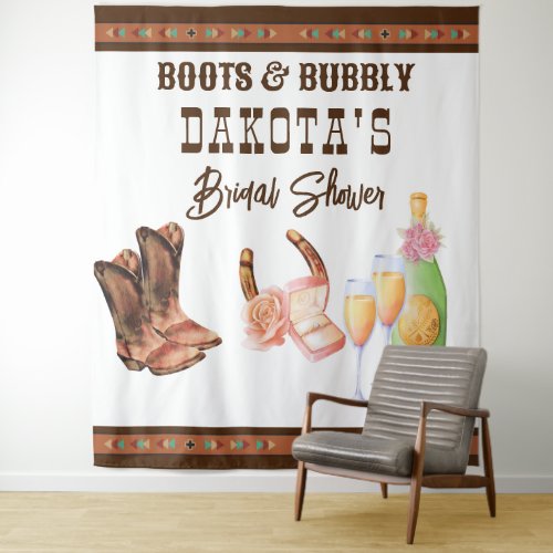 Boots and bubbly western cowgirl photo backdrop