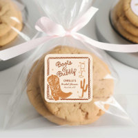 Boots and Bubbly Western Hand Drawn Square Sticker