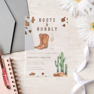 Boots and Bubbly Western Rodeo Bridal Shower Vellum Invitations