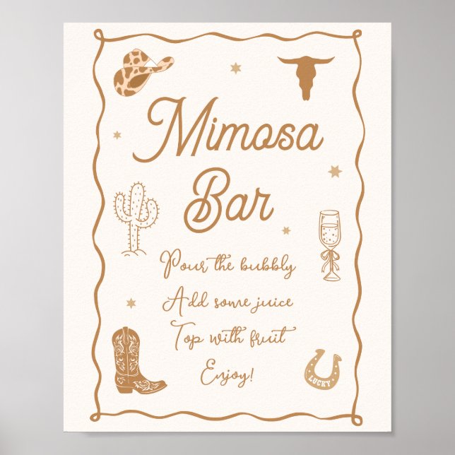 Boots and Bubby Bridal Shower Mimosa Bar Poster (Front)
