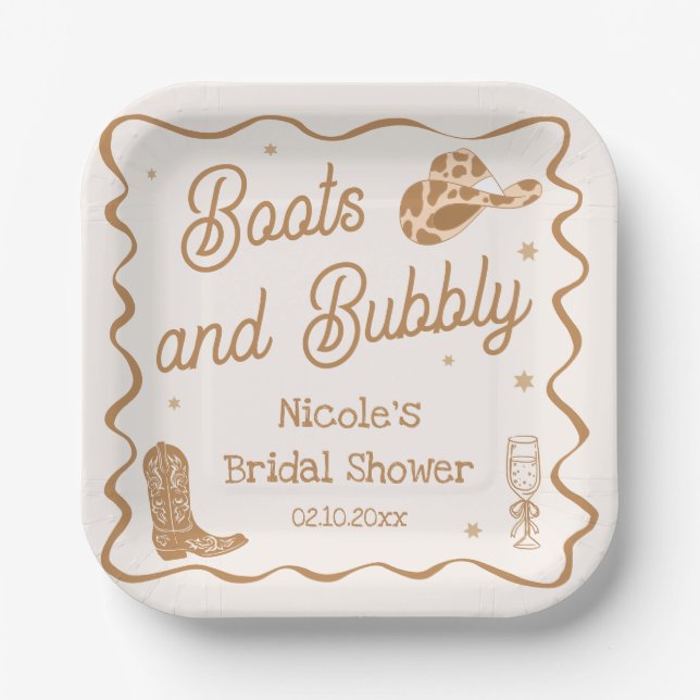 Boots and Bubby Bridal Shower Paper Plates (Front)