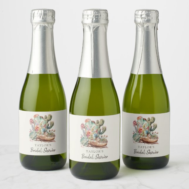 Boots and Bublly Western Bridal Shower Sparkling Wine Label (Bottles)