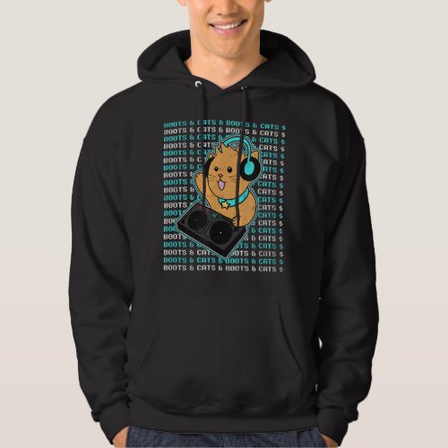 Boots And Cats Design Cat DJ Hoodie