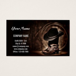 Cowboy business card - cowboy hat and boots