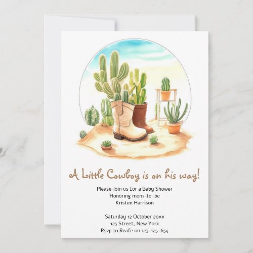 Boots and Lullabies Wild West Cowboy Baby Shower Invitation