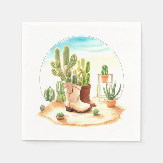 Boots and Lullabies: Wild West Cowboy Baby Shower Napkins (Front)