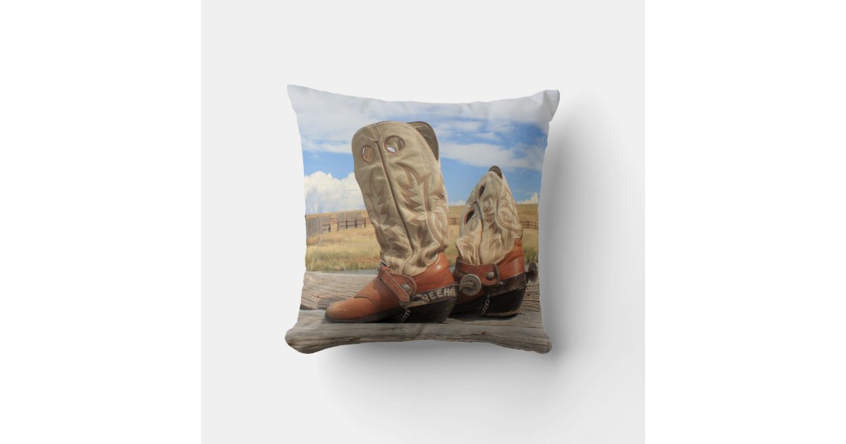 Vaquero Spurs Western Leather Accent Pillow